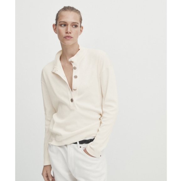 ⭐Brand new Womens Massimo Dutti Cotton Henley sweatshirt- Size Small⭐ - Picture 3 of 6